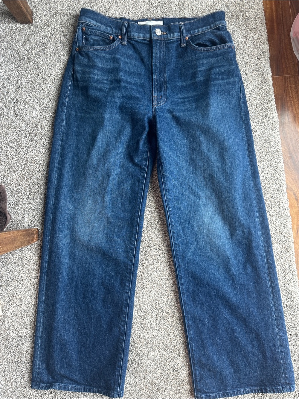 MOTHER Superior Dark Blue Relaxed Wide Leg Jeans